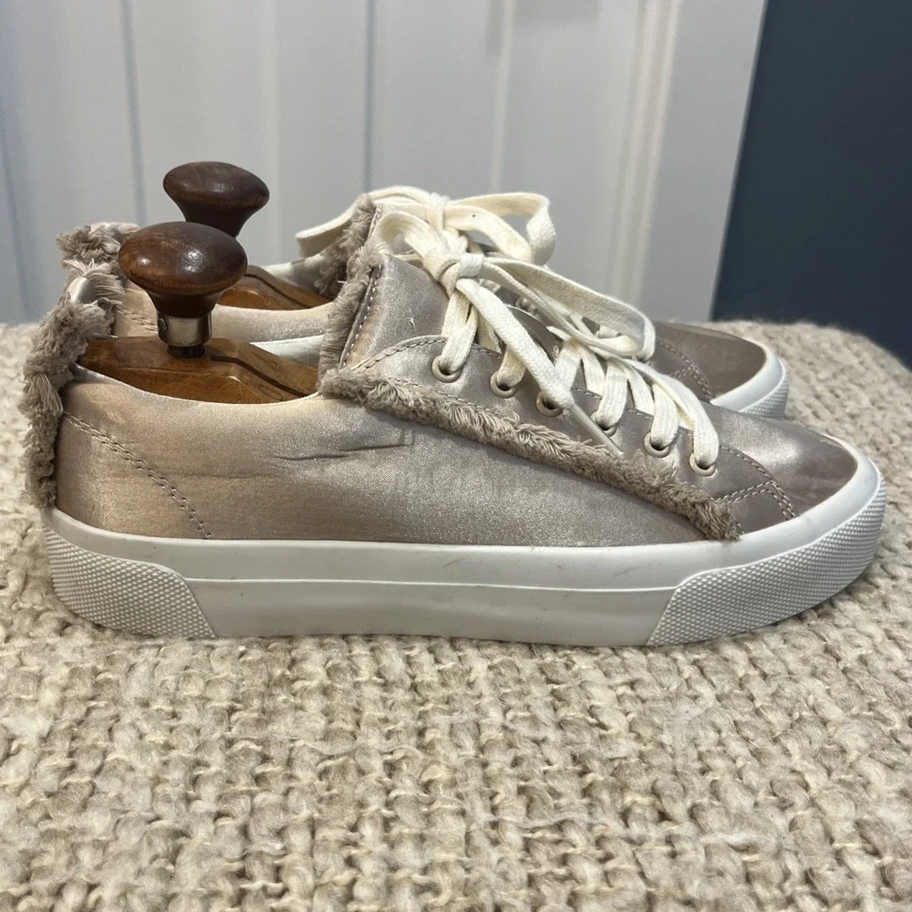 Zara Women's Satin Champagne‎ Platform Sneakers Fringe Size 38 US 7.5